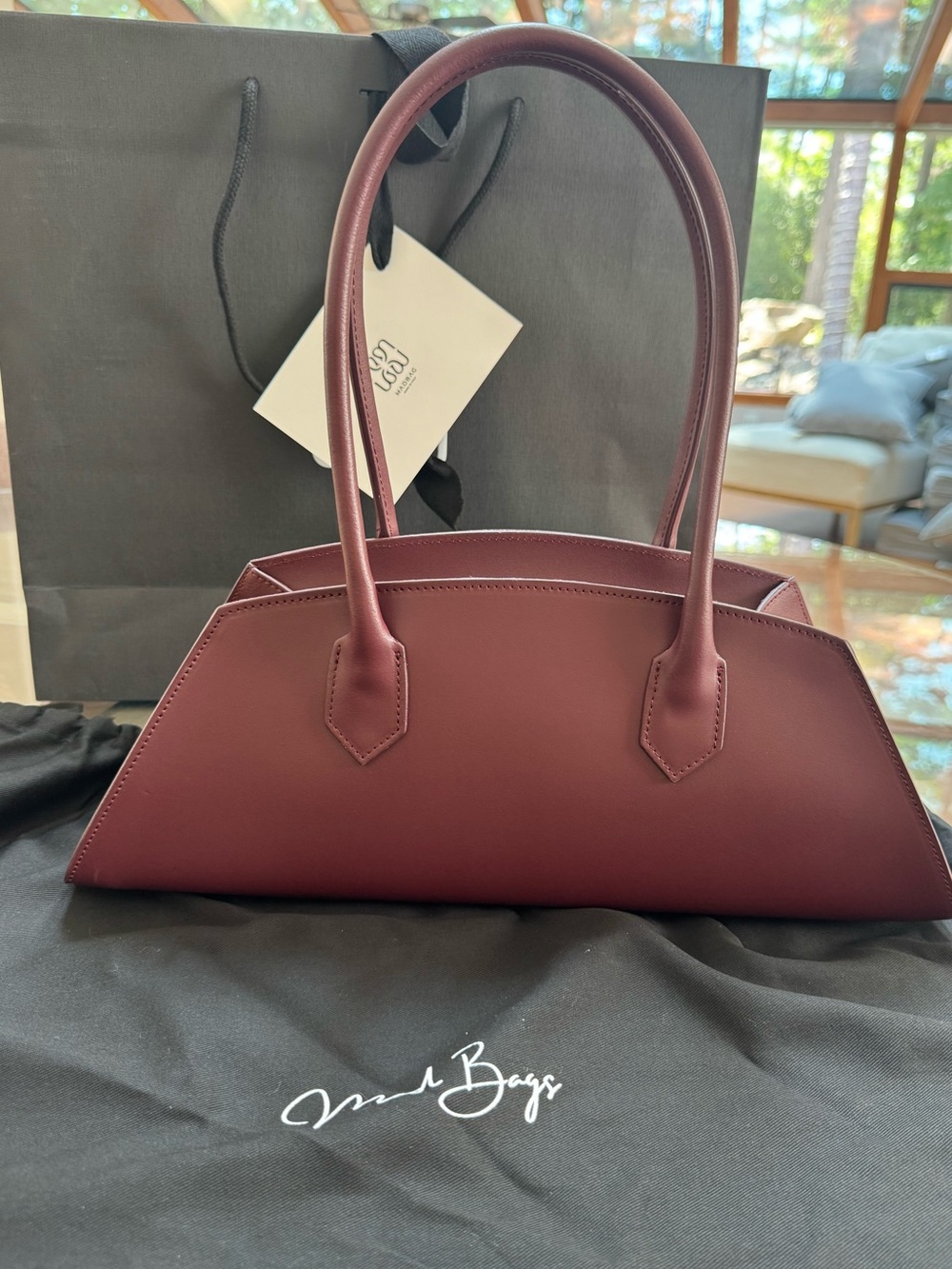 MADBAG BASSOTTO IN LEATHER DARK BORDEAUX